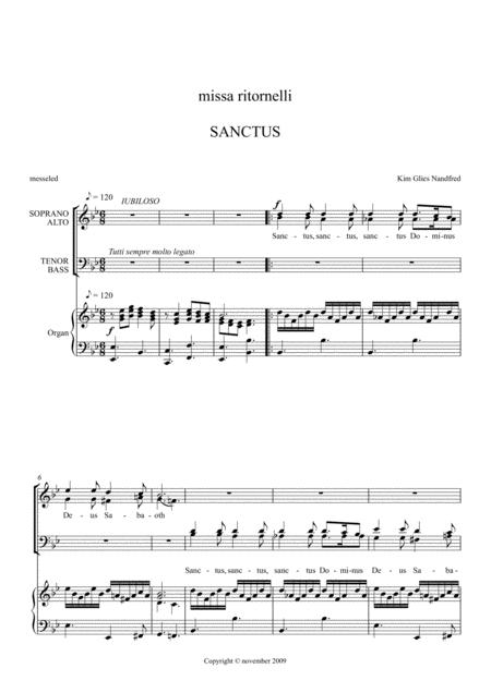 4 Sanctus From Missa Ritornelli For Solo Soprano Mixed Choir Organ Sheet Music