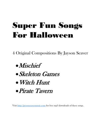 4 Super Fun Songs For Halloween Sheet Music