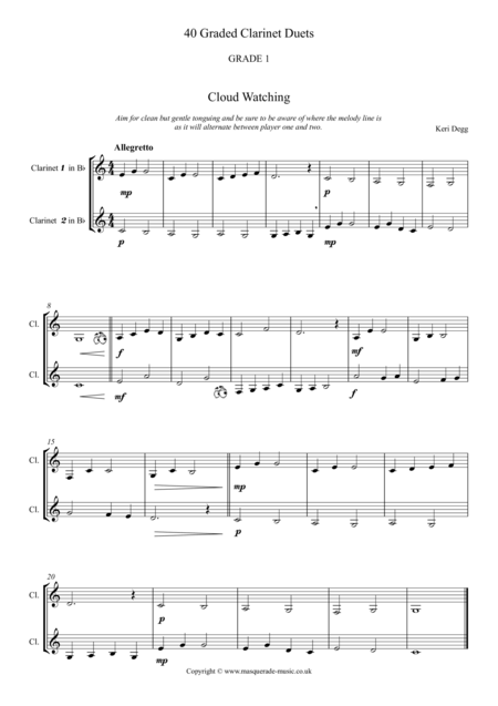 Free Sheet Music 40 Graded Clarinet Duets Grades 1 5