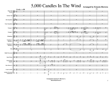 5 000 Candles In The Wind For Marching Band Sheet Music