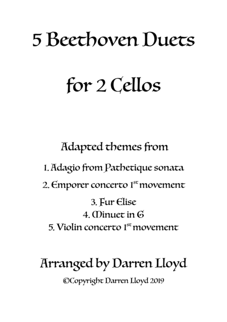 5 Beethoven Duets For Cellos Sheet Music