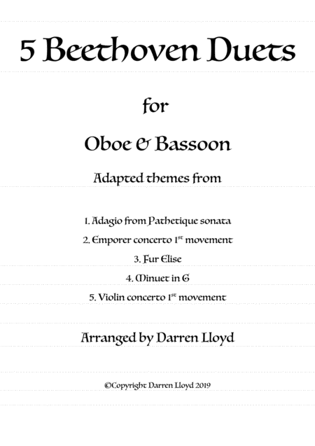 Free Sheet Music 5 Beethoven Duets Oboe Bassoon