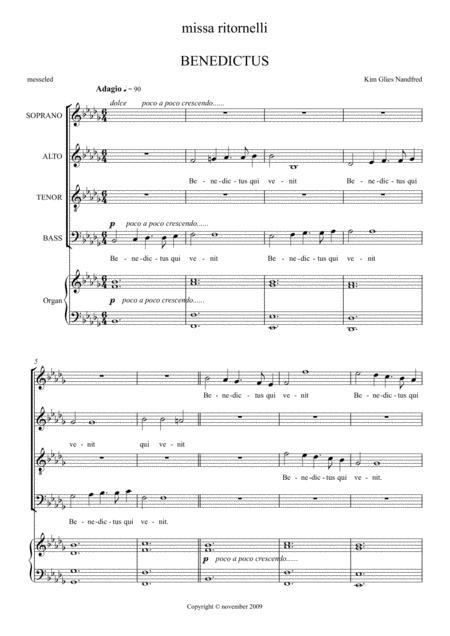 Free Sheet Music 5 Benedictus From Missa Ritornelli For Solo Soprano Mixed Choir Organ
