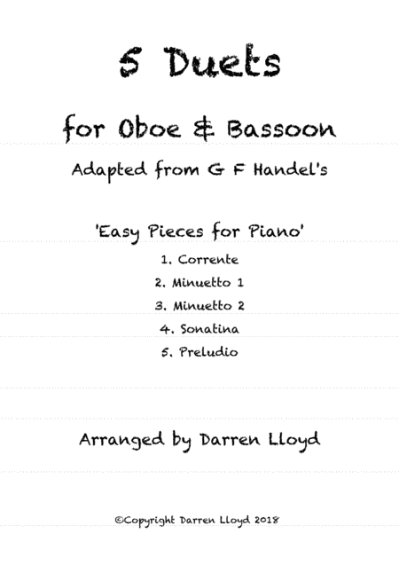 5 Duets For Oboe Bassoon Adapted From G F Handels Easy Pieces For Piano Sheet Music