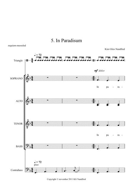 5 In Paradisum From Requiem For Mixed Choir Baryton Oboe Double Bass Amplified Percussion Sheet Music