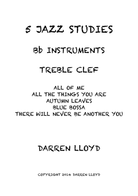 Free Sheet Music 5 Intermediate Jazz Studies For Bb Instruments