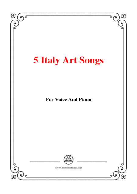 5 Italy Art Songs 109 For Voice And Piano Sheet Music