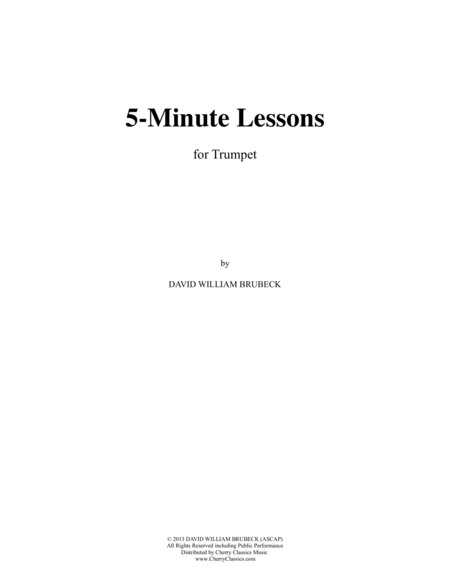 5 Minute Lessons For Trumpet Method For Beginners Sheet Music