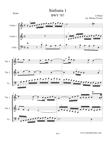 Free Sheet Music 5 Sinfonias For String Trio