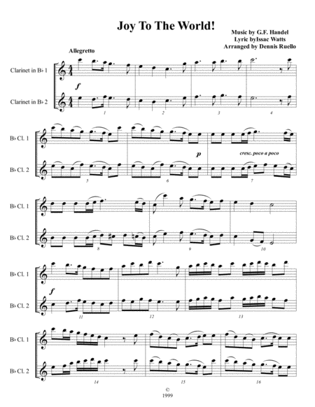 6 Christmas Carols For Clarinet Duet Intermediate Level Sheet Music