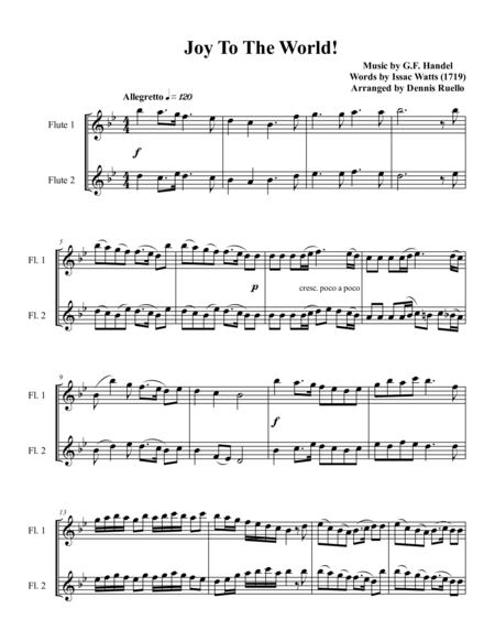 6 Christmas Carols For Flute Duet Intermediate Level Sheet Music