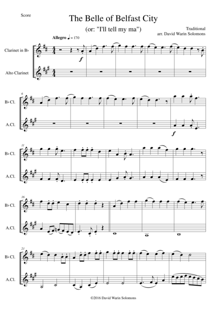 Free Sheet Music 6 Duos For Clarinet And Alto Clarinet