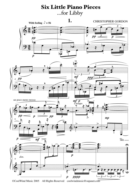 Free Sheet Music 6 Little Piano Pieces For Libby