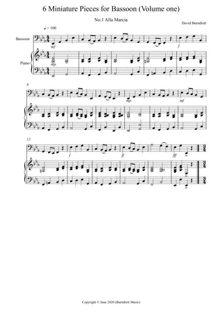 Free Sheet Music 6 Miniature Pieces For Bassoon And Piano Volume One
