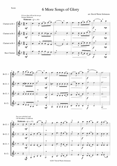 6 More Songs Of Glory For Clarinet Quartet Sheet Music