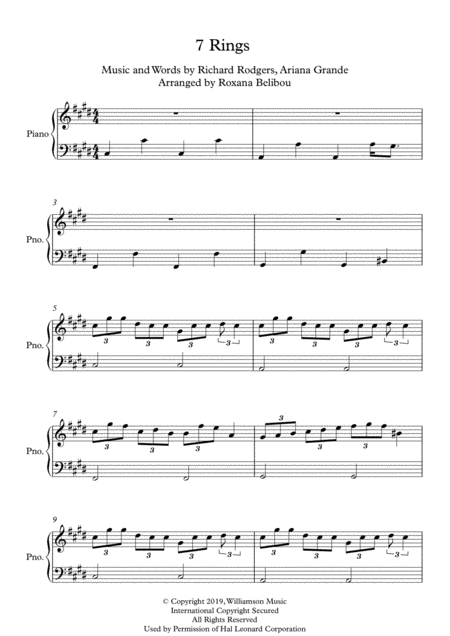 7 Rings By Ariana Grande Easy Piano Sheet Music