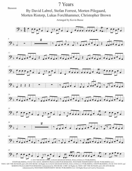 7 Years Bassoon Sheet Music