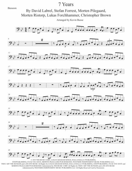 7 Years Original Key Bassoon Sheet Music