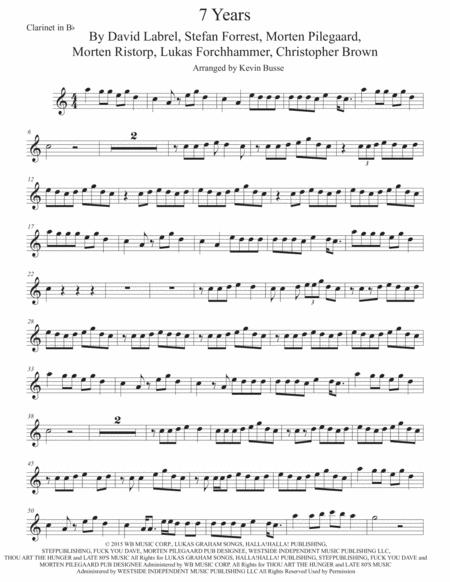 7 Years Original Key Clarinet Sheet Music