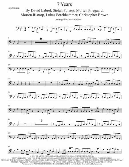 Free Sheet Music 7 Years Original Key Euphonium