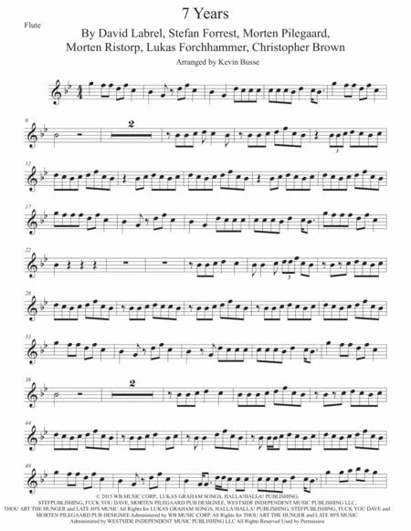 7 Years Original Key Flute Sheet Music