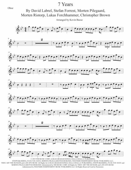 Free Sheet Music 7 Years Original Key Oboe