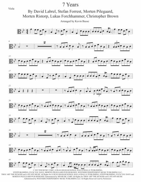 7 Years Original Key Viola Sheet Music