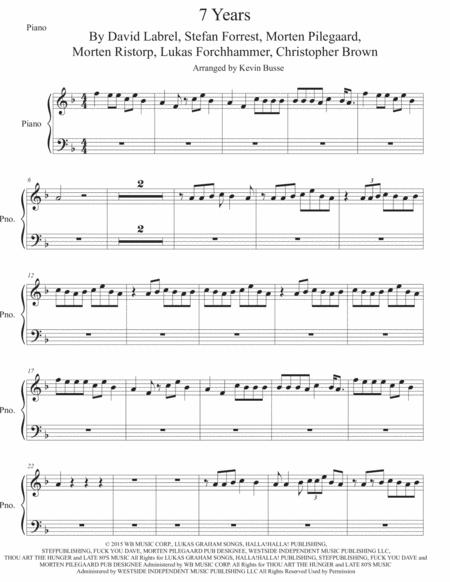 7 Years Piano Sheet Music