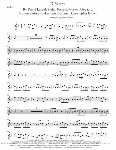 7 Years Violin Sheet Music