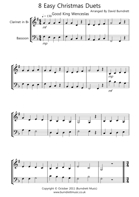 Free Sheet Music 8 Christmas Duets For Clarinet And Bassoon