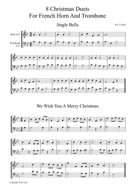 8 Christmas Duets For Horn In F And Trombone In C Sheet Music