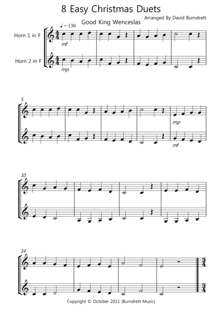 Free Sheet Music 8 Christmas Duets For Horn In F
