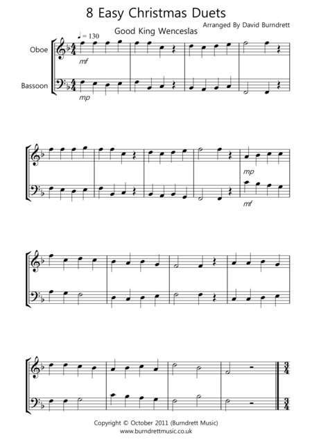 Free Sheet Music 8 Christmas Duets For Oboe And Bassoon