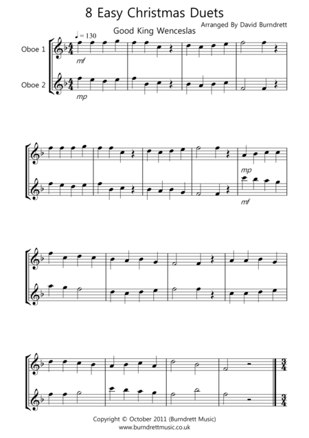 8 Christmas Duets For Oboe Sheet Music