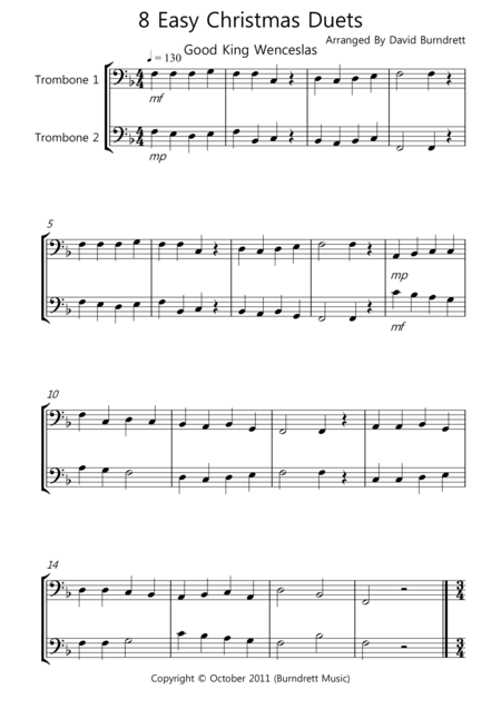 8 Christmas Duets For Trombone Sheet Music