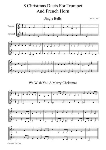 8 Christmas Duets For Trumpet And F Horn Sheet Music