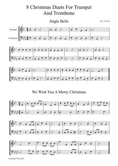 Free Sheet Music 8 Christmas Duets For Trumpet And Trombone