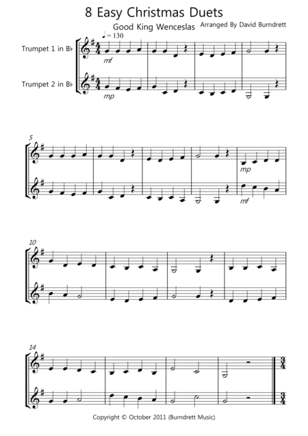 Free Sheet Music 8 Christmas Duets For Trumpet In Bb