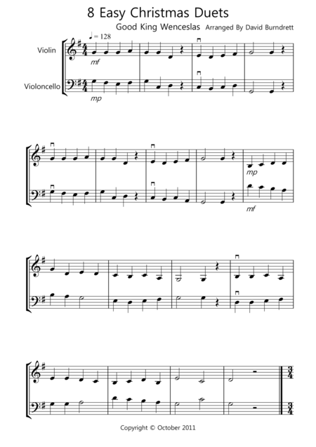 8 Christmas Duets For Violin And Cello Sheet Music