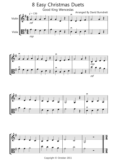 Free Sheet Music 8 Christmas Duets For Violin And Viola