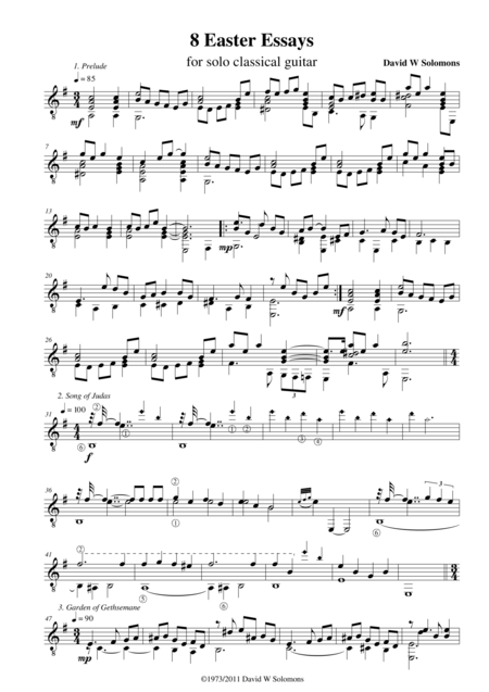 Free Sheet Music 8 Easter Essays For Guitar Solo