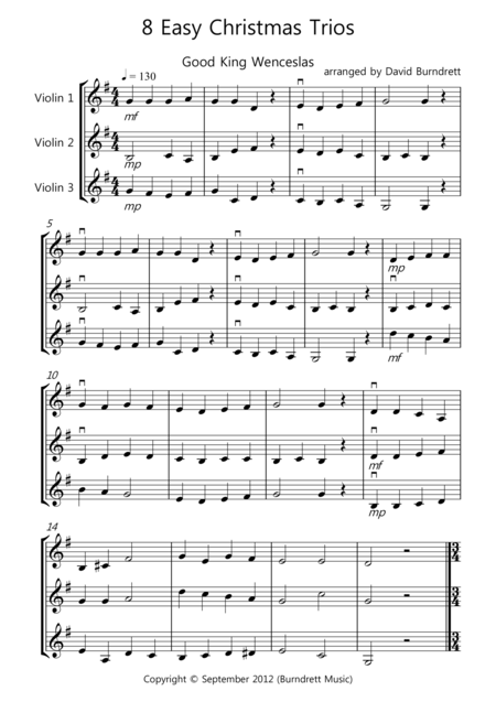 8 Easy Christmas Trios For Violin Sheet Music