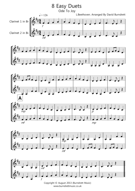 8 Easy Duets For Clarinet Sheet Music