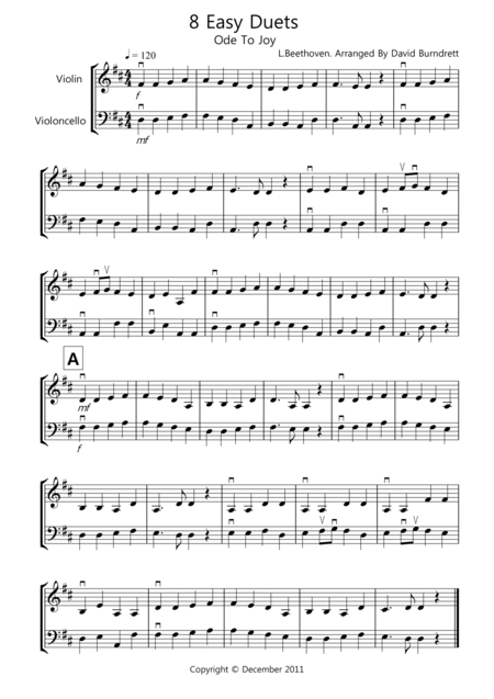 8 Easy Duets For Violin And Cello Sheet Music