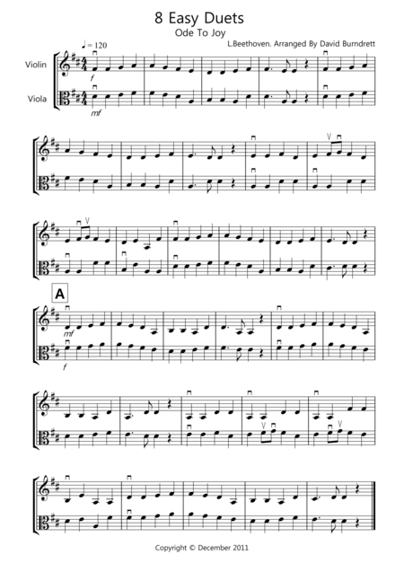 8 Easy Duets For Violin And Viola Sheet Music