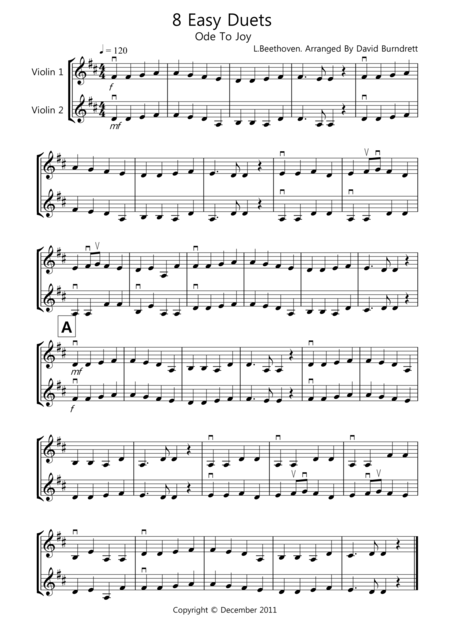 8 Easy Duets For Violin Sheet Music