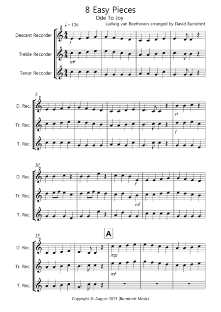 8 Easy Trios For Recorder Sheet Music