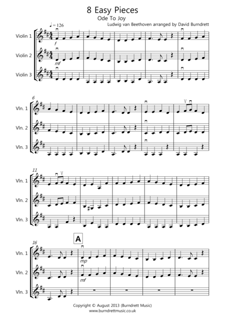 8 Easy Trios For Violin Sheet Music