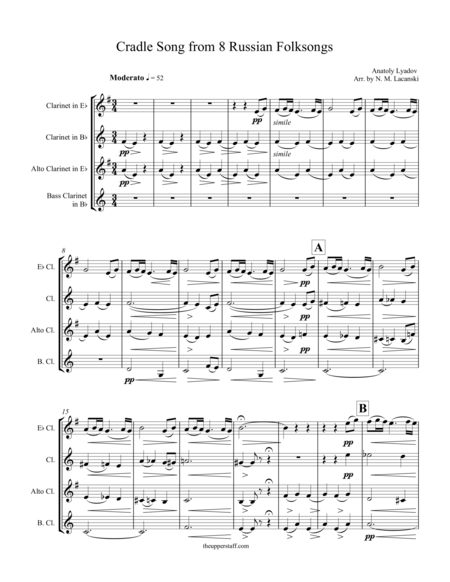 8 Russian Folksongs Cradle Song Sheet Music
