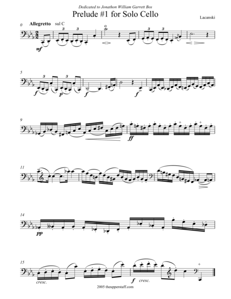 9 Preludes For Solo Cello Sheet Music